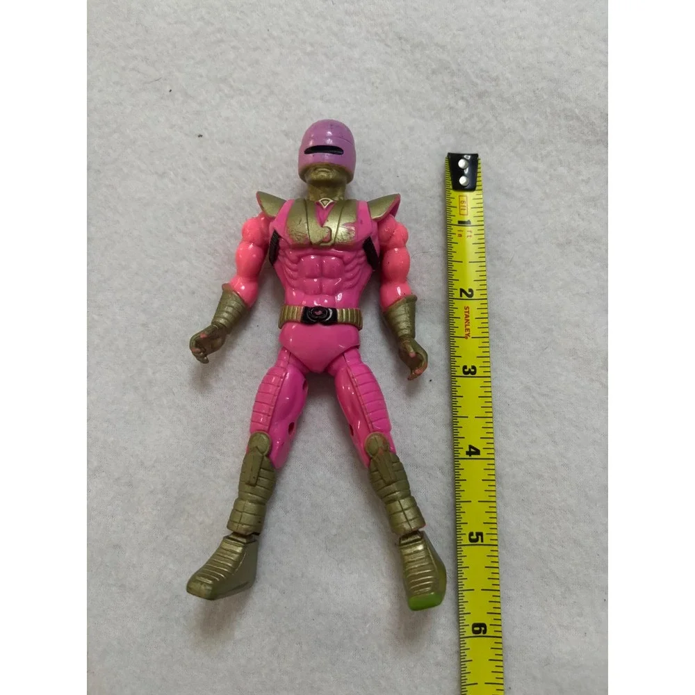 Vintage Pink Gold Robotic Warrior Action Figure Sci-Fi Superhero Toy 5.5 Inch